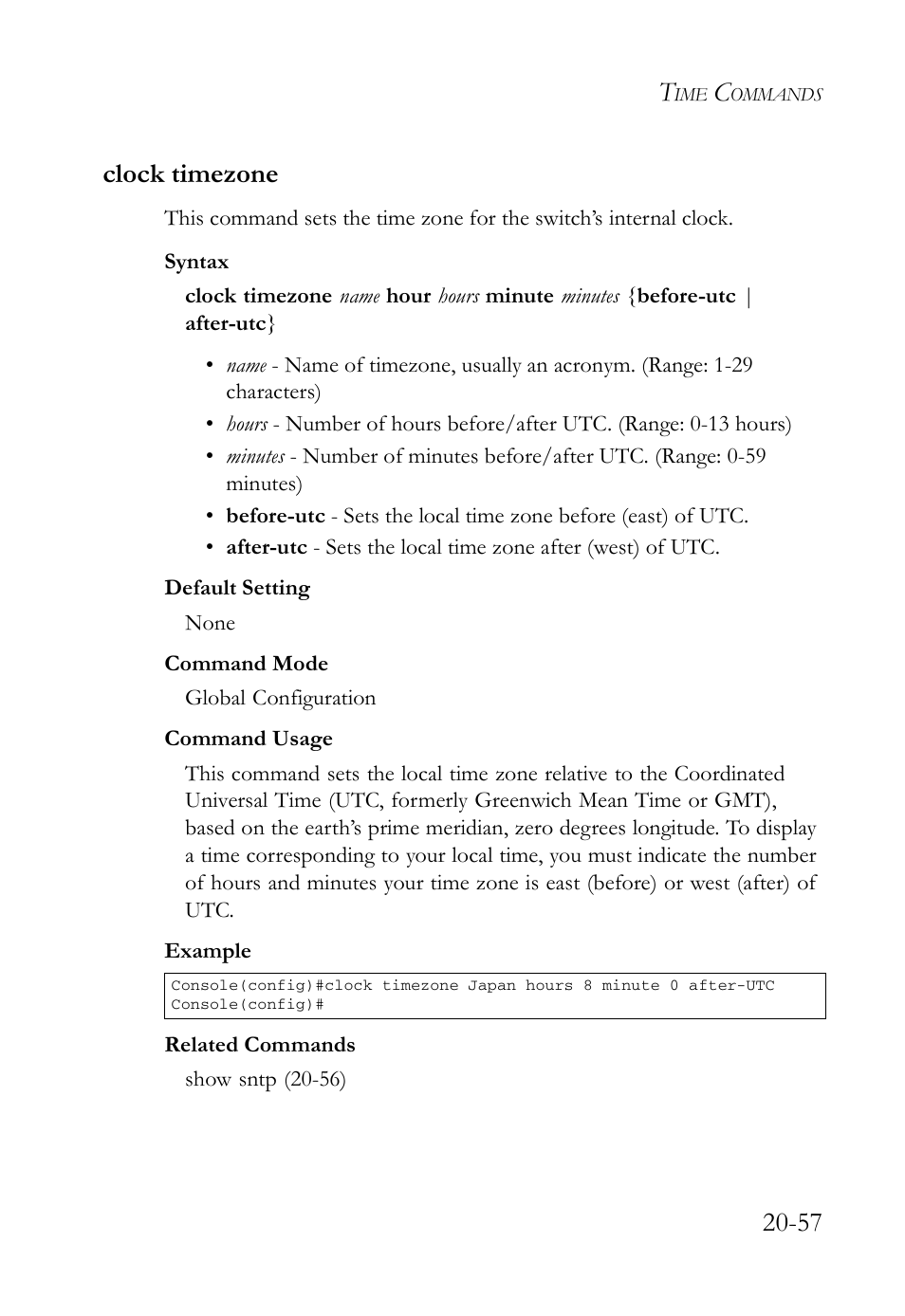 Clock timezone, Clock timezone -57, 57 clock timezone | SMC Networks TigerAccess SMC7816M User Manual | Page 517 / 962