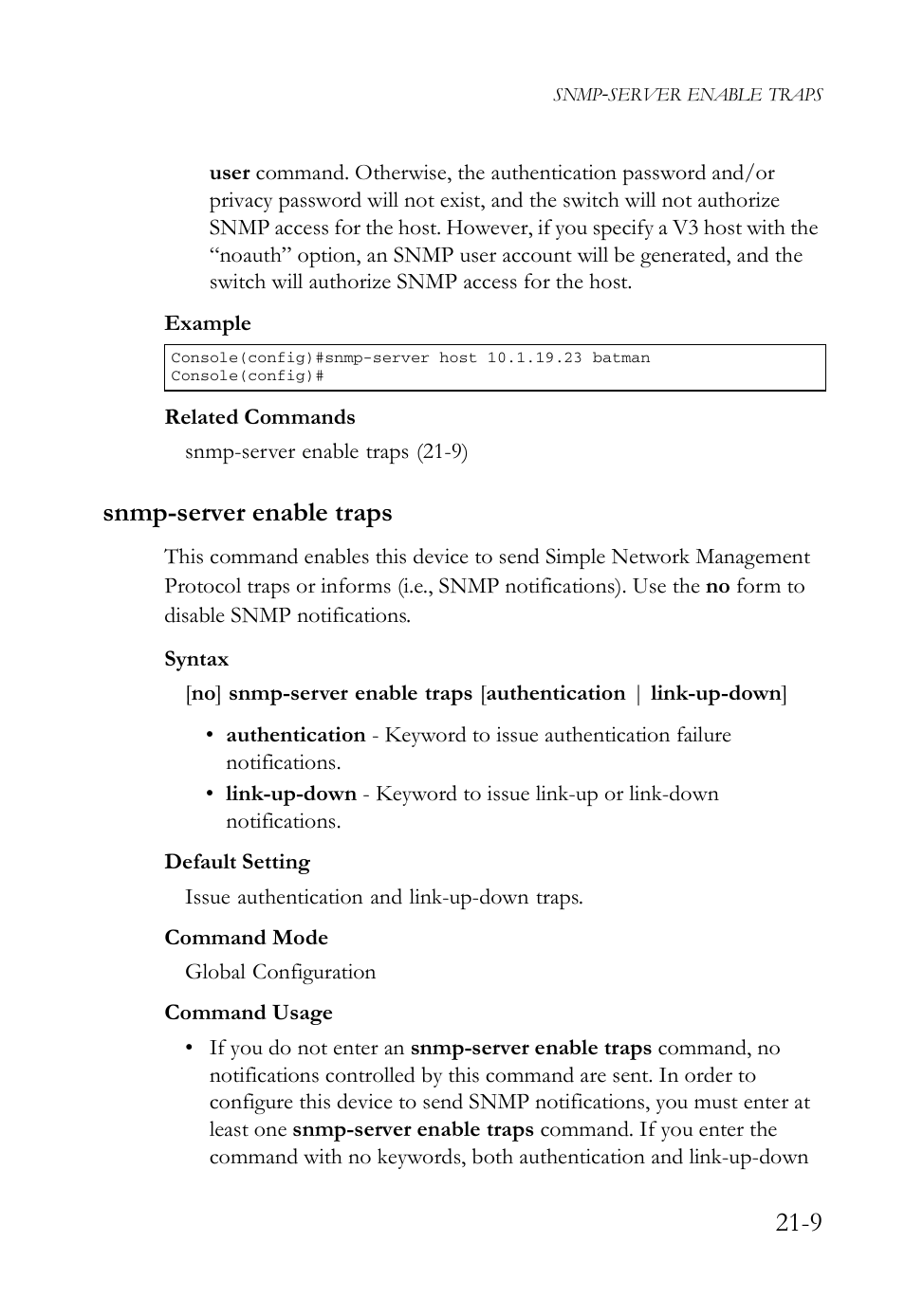 Snmp-server enable traps, Snmp-server enable traps -9 | SMC Networks TigerAccess SMC7816M User Manual | Page 529 / 962