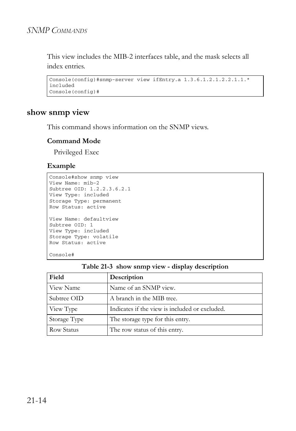 Show snmp view, Show snmp view -14, Snmp c | SMC Networks TigerAccess SMC7816M User Manual | Page 534 / 962