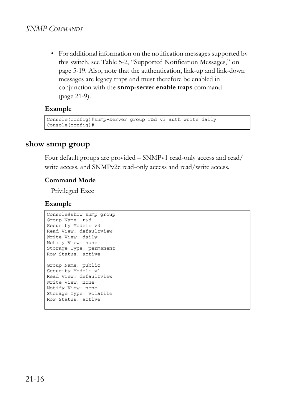 Show snmp group, Show snmp group -16, Snmp c | SMC Networks TigerAccess SMC7816M User Manual | Page 536 / 962
