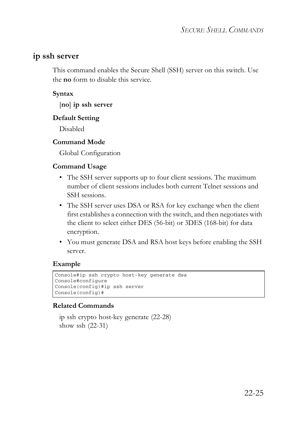 Ip ssh server, Ip ssh server -25, 25 ip ssh server | SMC Networks TigerAccess SMC7816M User Manual | Page 565 / 962