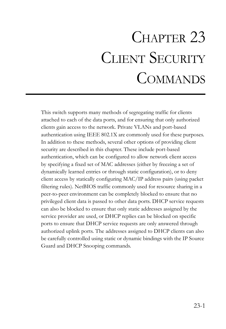 Chapter 23 client security commands, 23 client security commands -1, Client security commands | 23 c | SMC Networks TigerAccess SMC7816M User Manual | Page 589 / 962