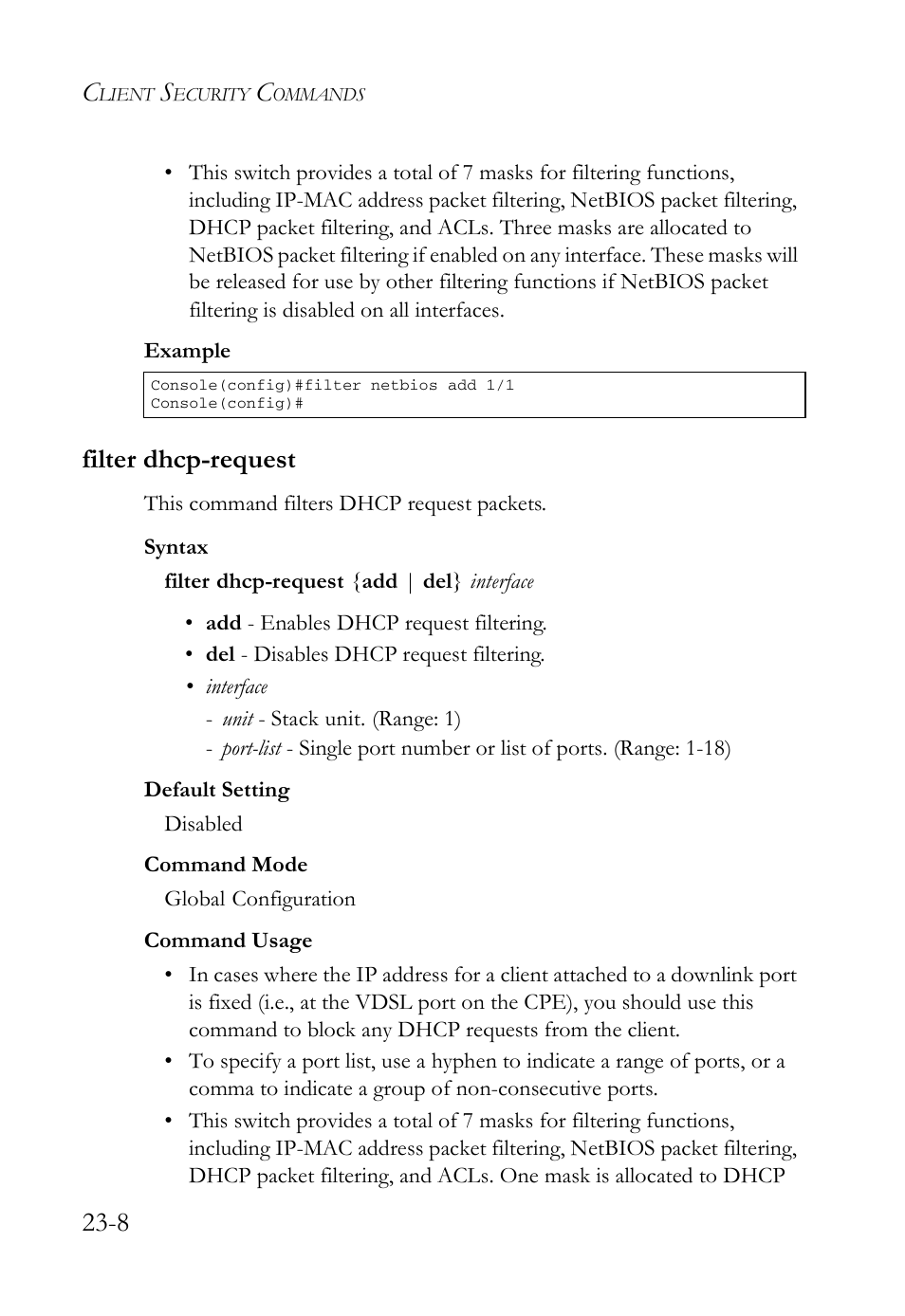 Filter dhcp-request, Filter dhcp-request -8 | SMC Networks TigerAccess SMC7816M User Manual | Page 596 / 962