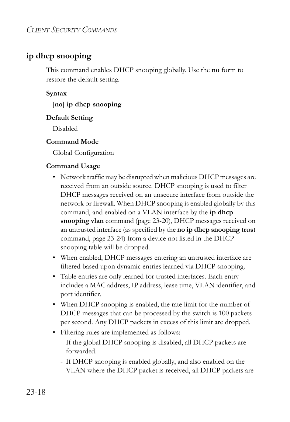 Ip dhcp snooping, Ip dhcp snooping -18, 18 ip dhcp snooping | SMC Networks TigerAccess SMC7816M User Manual | Page 606 / 962