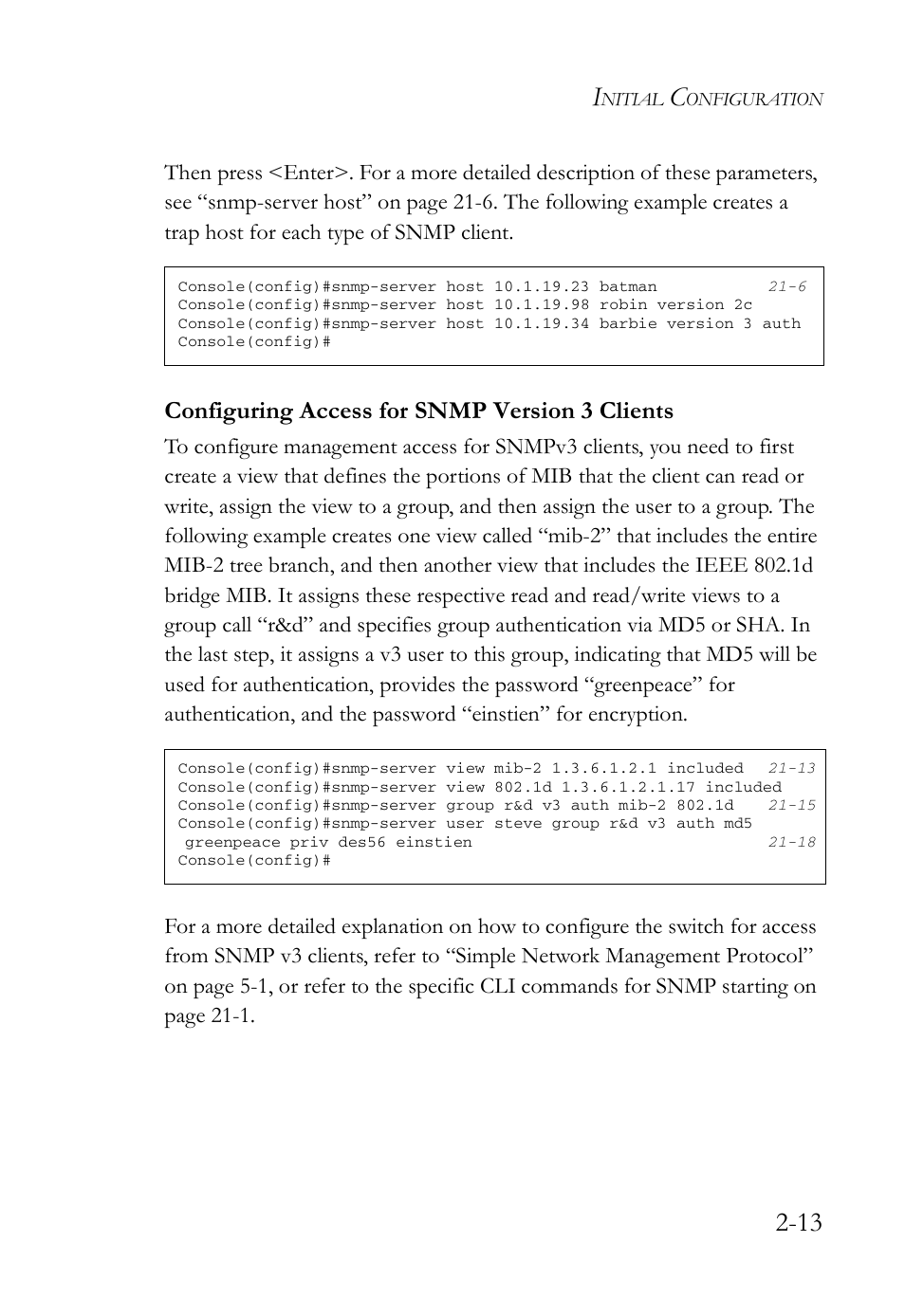 Configuring access for snmp version 3 clients, Configuring access for snmp version 3 clients -13 | SMC Networks TigerAccess SMC7816M User Manual | Page 63 / 962