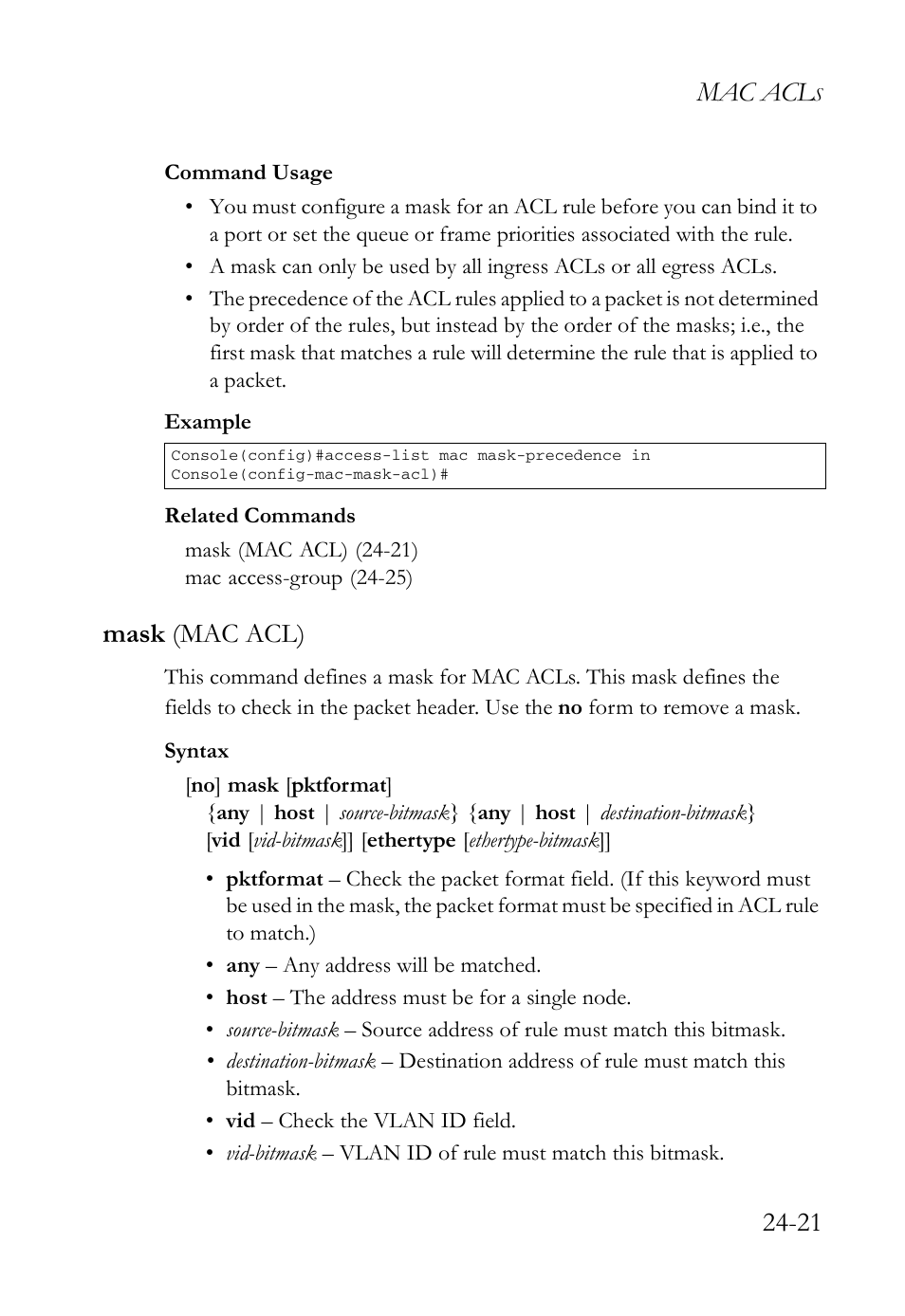 Mask (mac acl), Mask (mac acl) -21, Mac acl | SMC Networks TigerAccess SMC7816M User Manual | Page 635 / 962