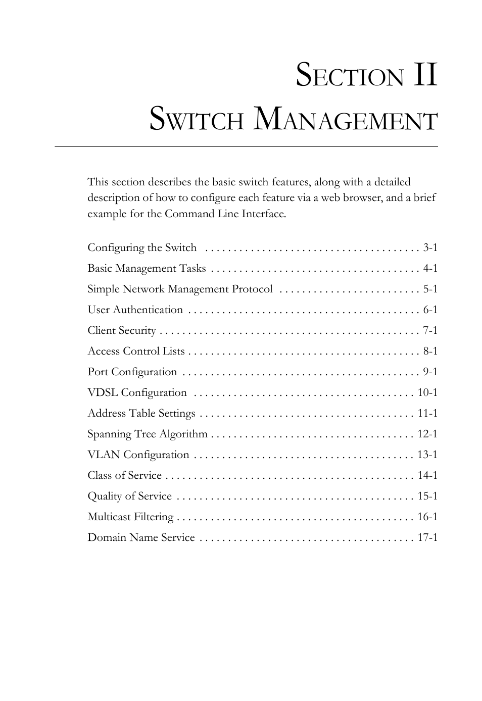 Section ii switch management, Ii s, Ection | Witch, Anagement | SMC Networks TigerAccess SMC7816M User Manual | Page 67 / 962