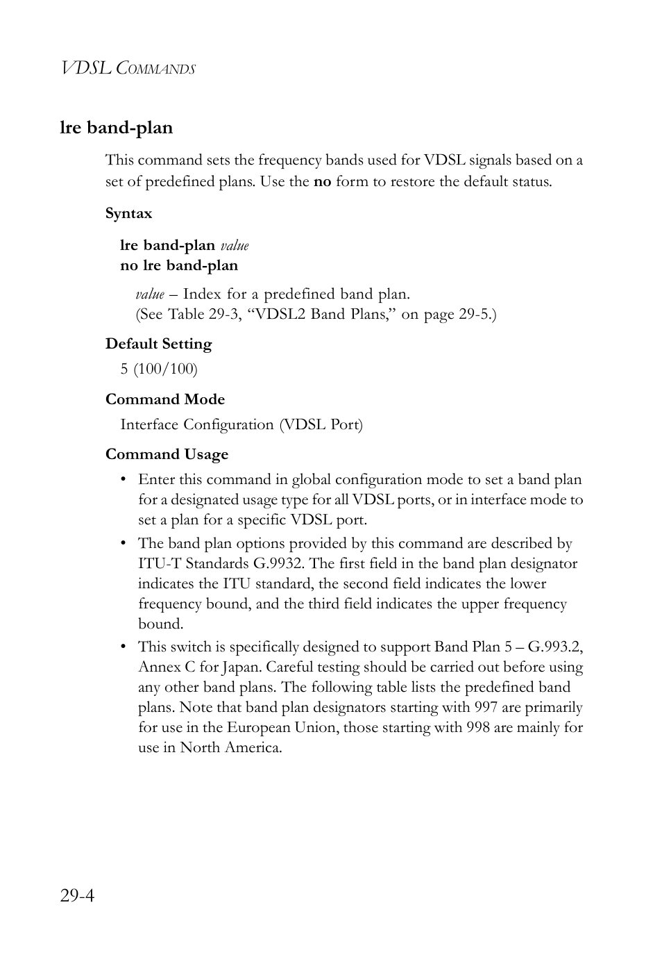 Lre band-plan, Lre band-plan -4, Vdsl c | 4 lre band-plan | SMC Networks TigerAccess SMC7816M User Manual | Page 686 / 962