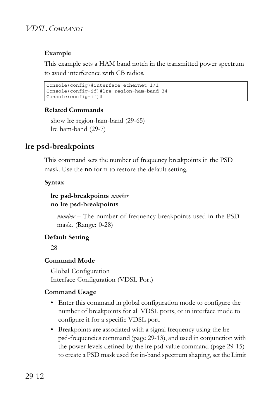 Lre psd-breakpoints, Lre psd-breakpoints -12, Vdsl c | SMC Networks TigerAccess SMC7816M User Manual | Page 694 / 962