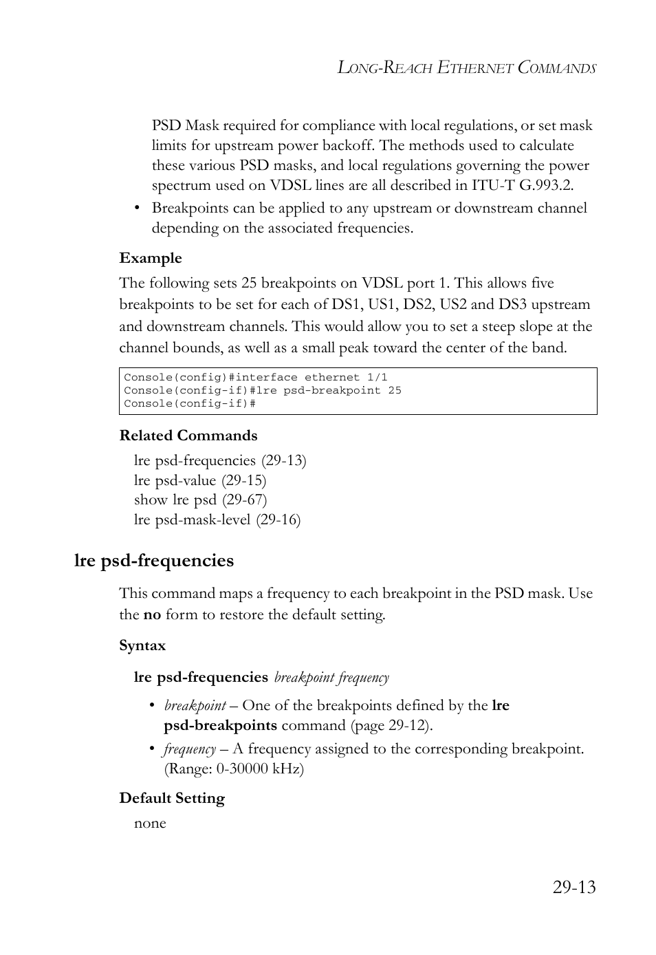 Lre psd-frequencies, Lre psd-frequencies -13, Psd-frequencies co | SMC Networks TigerAccess SMC7816M User Manual | Page 695 / 962