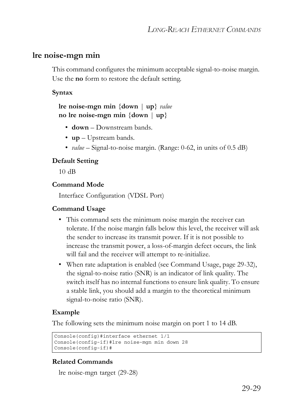 Lre noise-mgn min, Lre noise-mgn min -29, 29 lre noise-mgn min | SMC Networks TigerAccess SMC7816M User Manual | Page 711 / 962