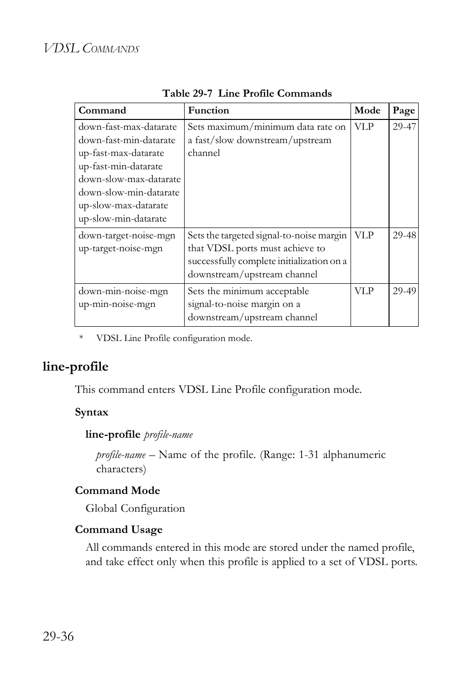 Line-profile, Line-profile -36, Vdsl c | 36 line-profile | SMC Networks TigerAccess SMC7816M User Manual | Page 718 / 962