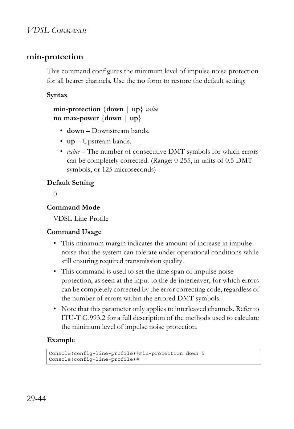 Min-protection, Min-protection -44, Vdsl c | 44 min-protection | SMC Networks TigerAccess SMC7816M User Manual | Page 726 / 962