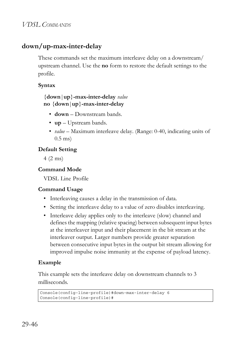 Down/up-max-inter-delay, Down/up-max-inter-delay -46, Vdsl c | 46 down/up-max-inter-delay | SMC Networks TigerAccess SMC7816M User Manual | Page 728 / 962