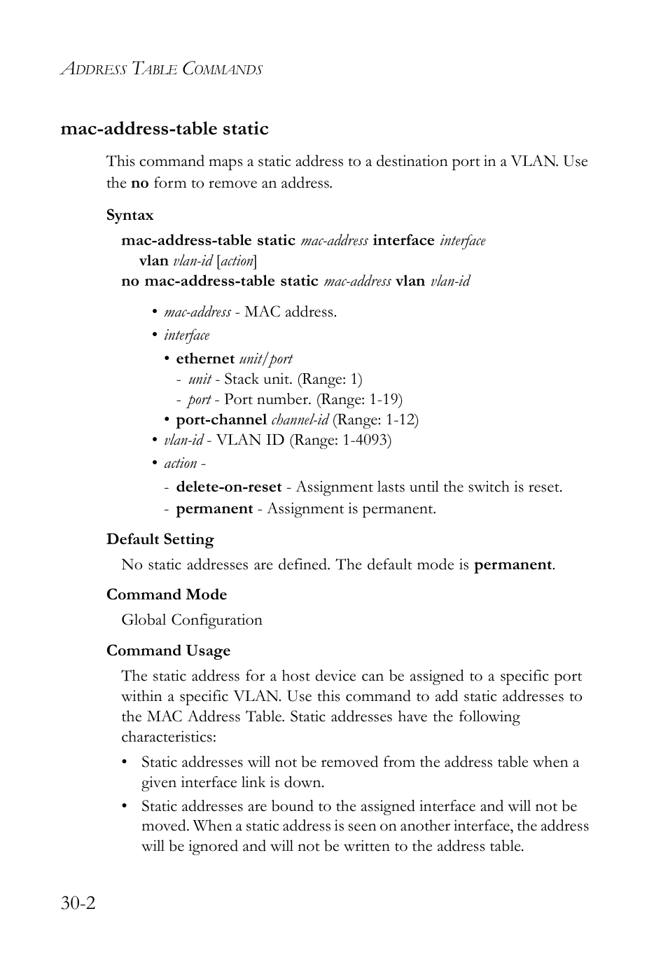 Mac-address-table static, Mac-address-table static -2, Mac-address-table static co | Mac-address-table static (30-2), 2 mac-address-table static | SMC Networks TigerAccess SMC7816M User Manual | Page 776 / 962