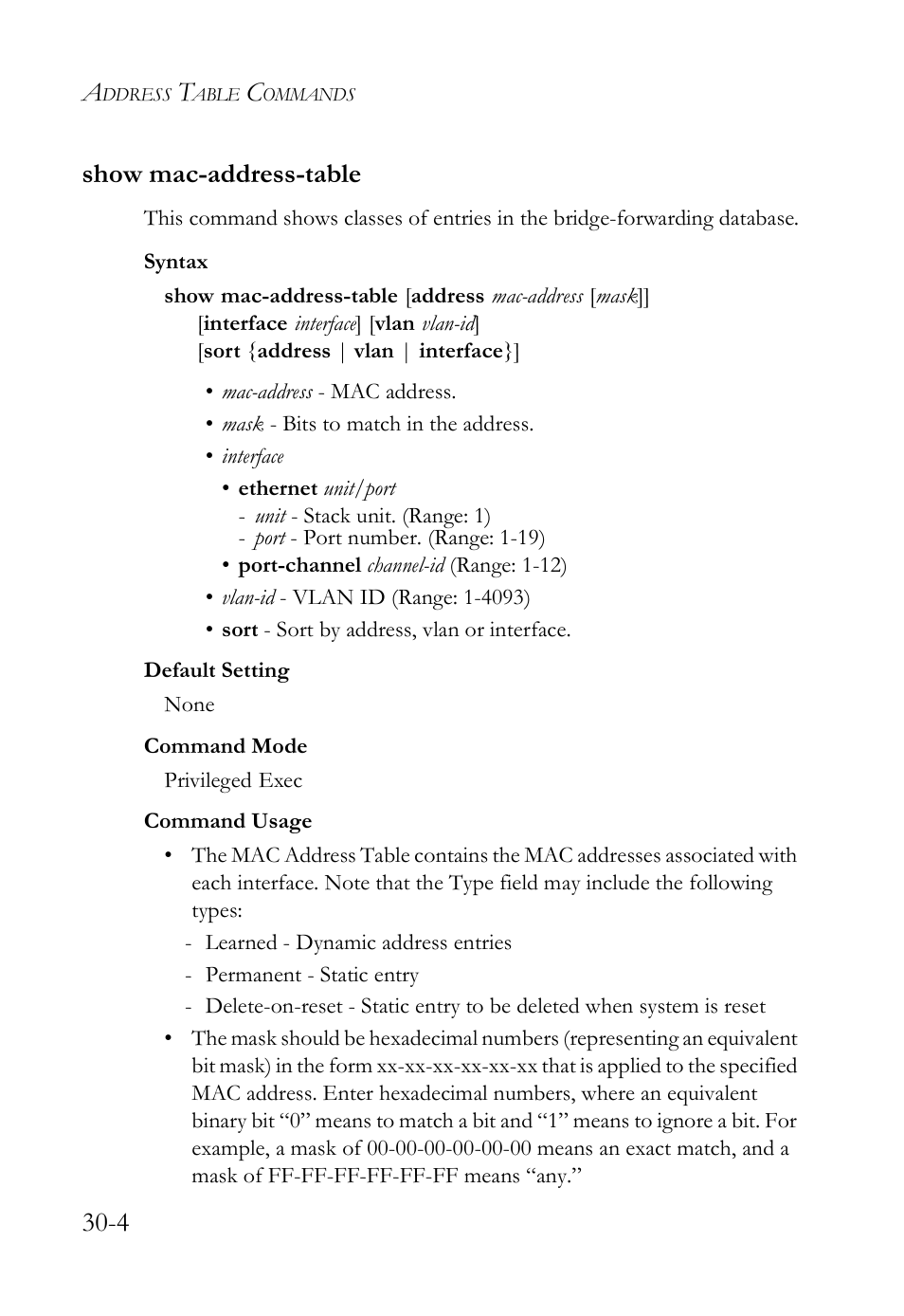 Show mac-address-table, Show mac-address-table -4, 4 show mac-address-table | SMC Networks TigerAccess SMC7816M User Manual | Page 778 / 962