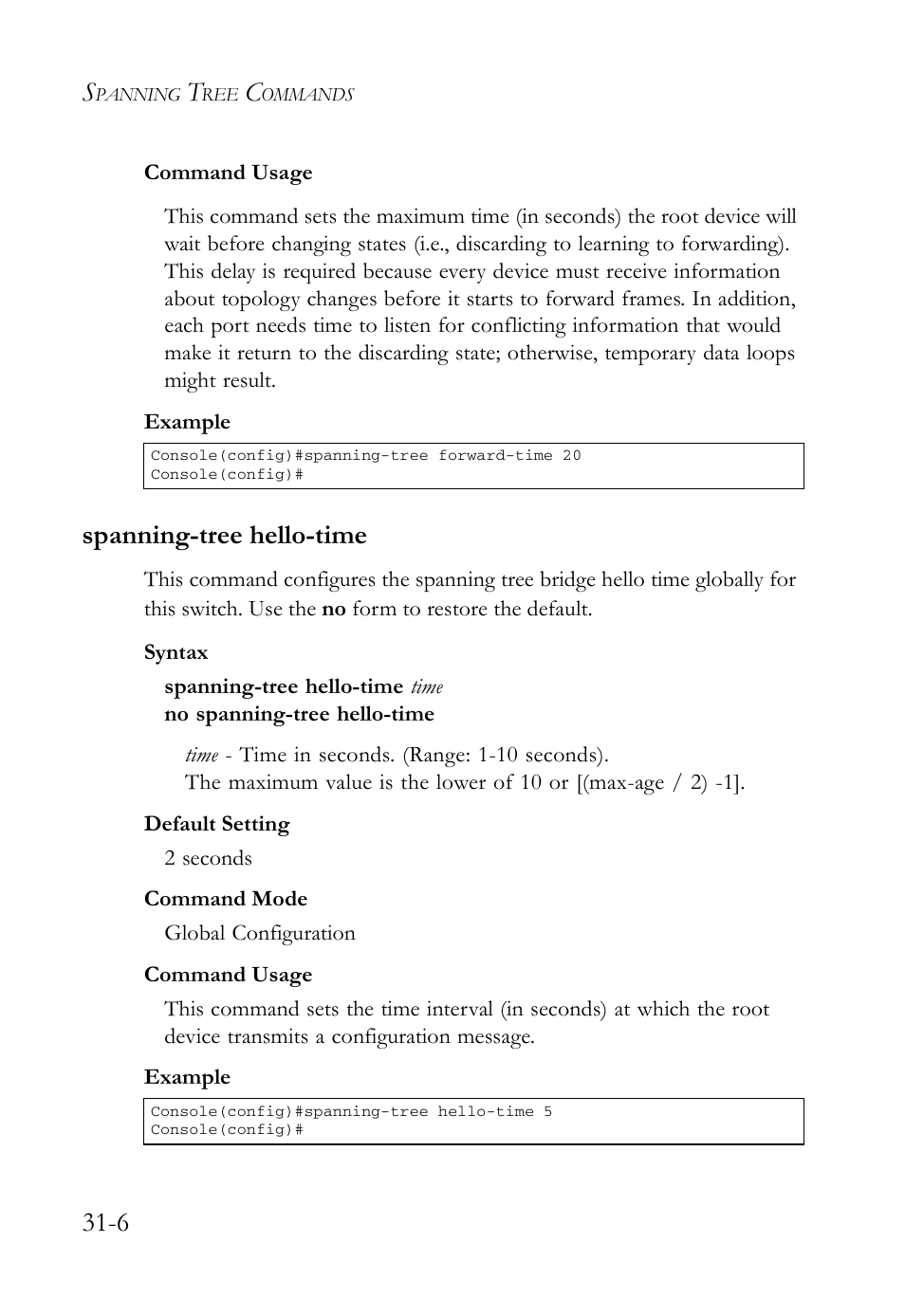 Spanning-tree hello-time, Spanning-tree hello-time -6 | SMC Networks TigerAccess SMC7816M User Manual | Page 786 / 962