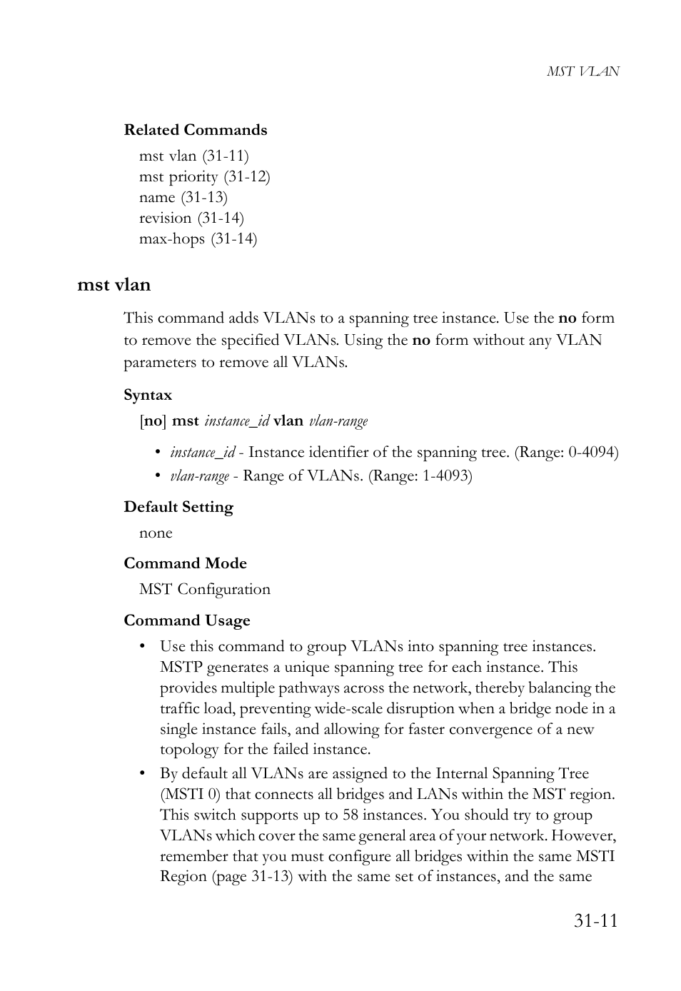 Mst vlan, Mst vlan -11 | SMC Networks TigerAccess SMC7816M User Manual | Page 791 / 962