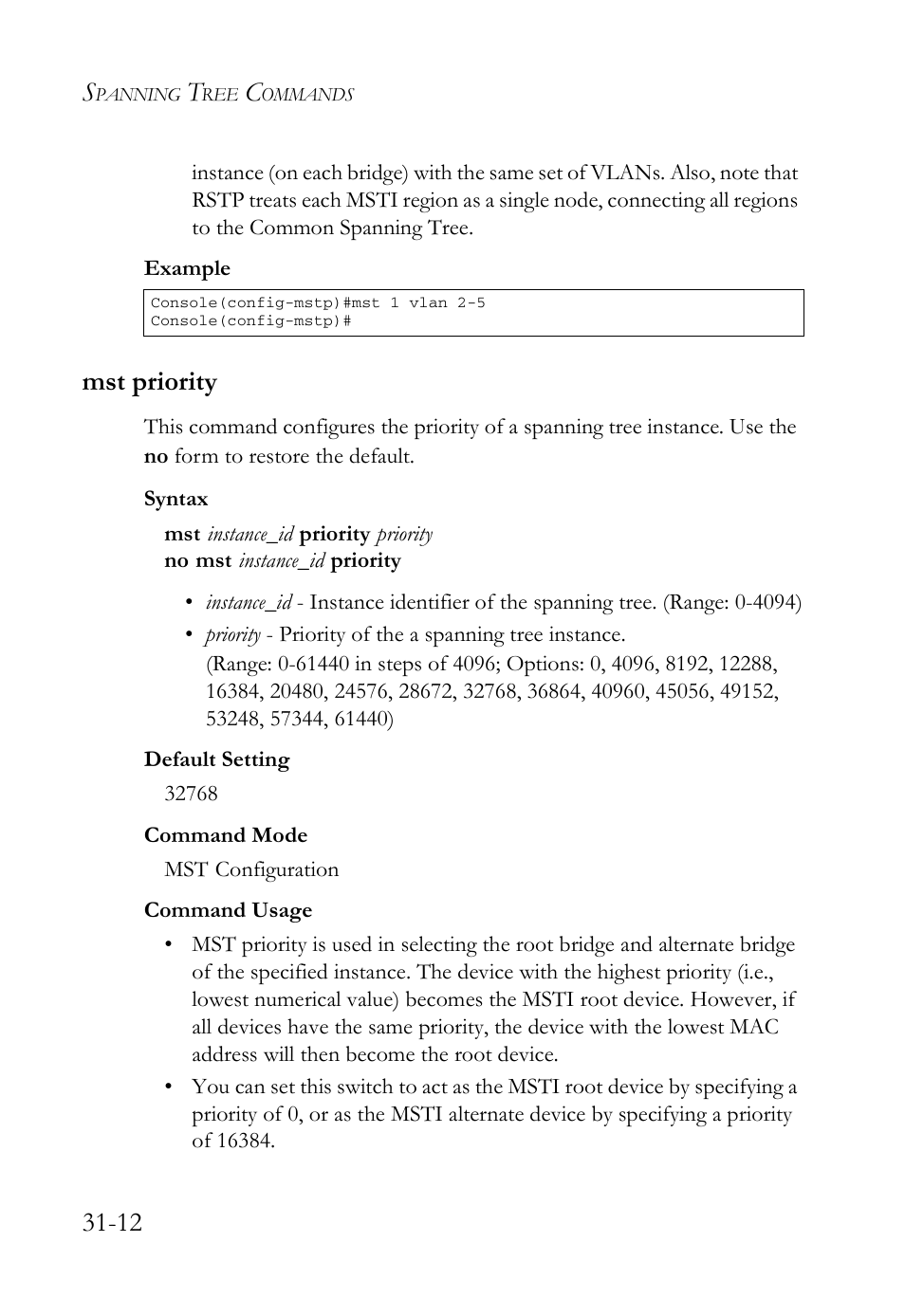 Mst priority, Mst priority -12, Mst priority (31-12) | SMC Networks TigerAccess SMC7816M User Manual | Page 792 / 962