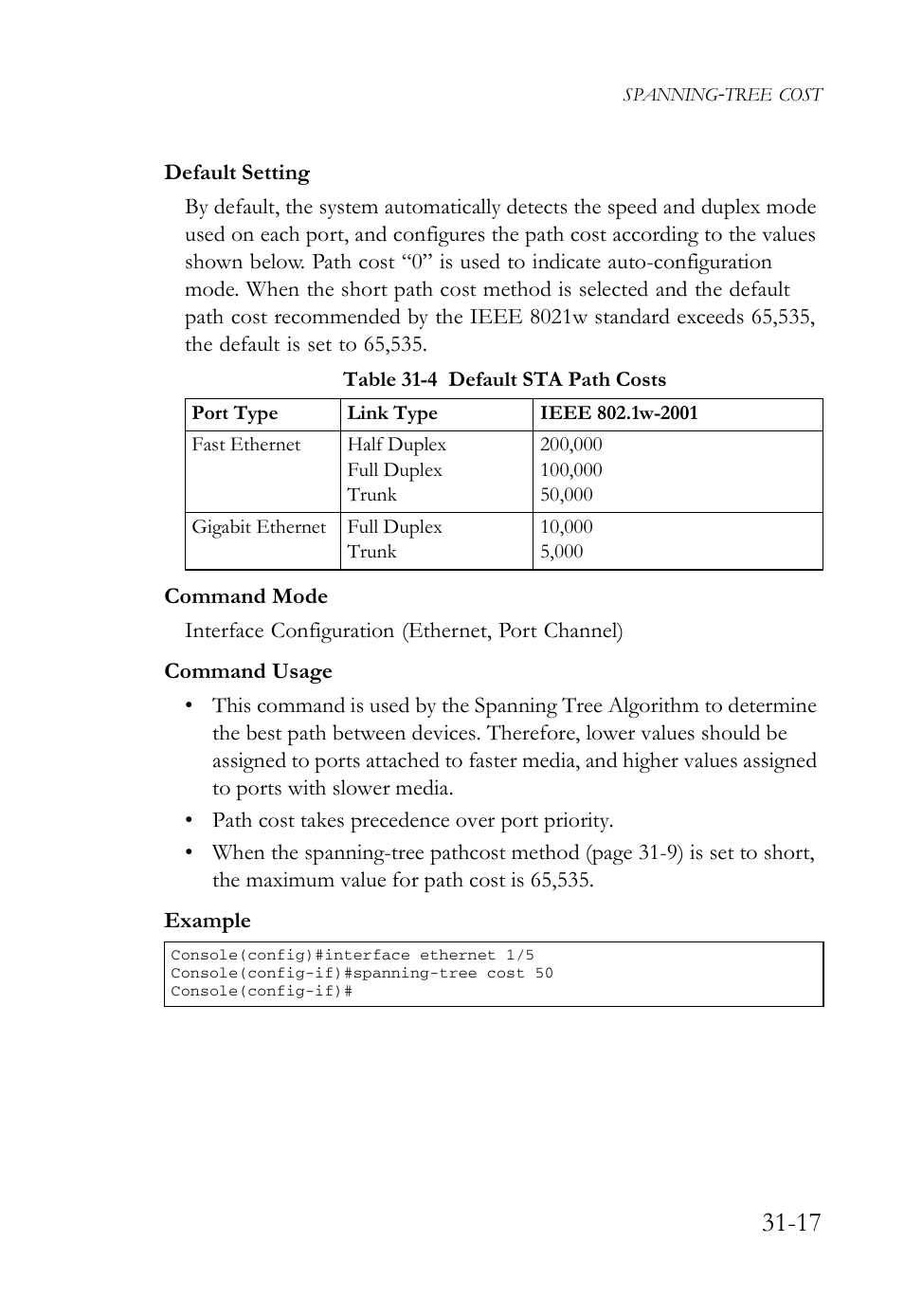 Table 31-4 default sta path costs -17 | SMC Networks TigerAccess SMC7816M User Manual | Page 797 / 962