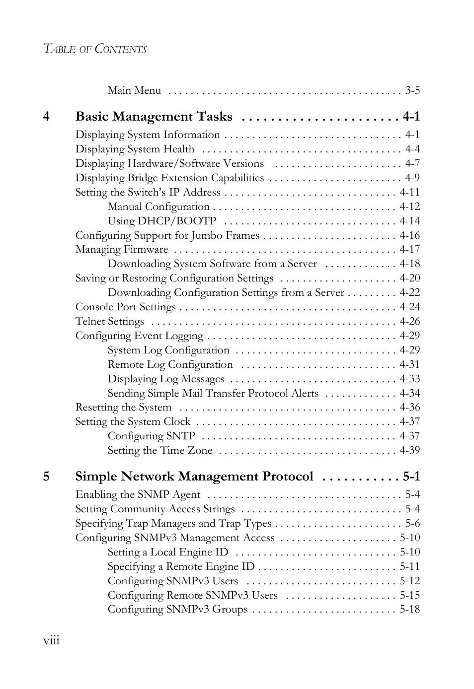 Viii, 4basic management tasks -1, 5simple network management protocol -1 | SMC Networks TigerAccess SMC7816M User Manual | Page 8 / 962