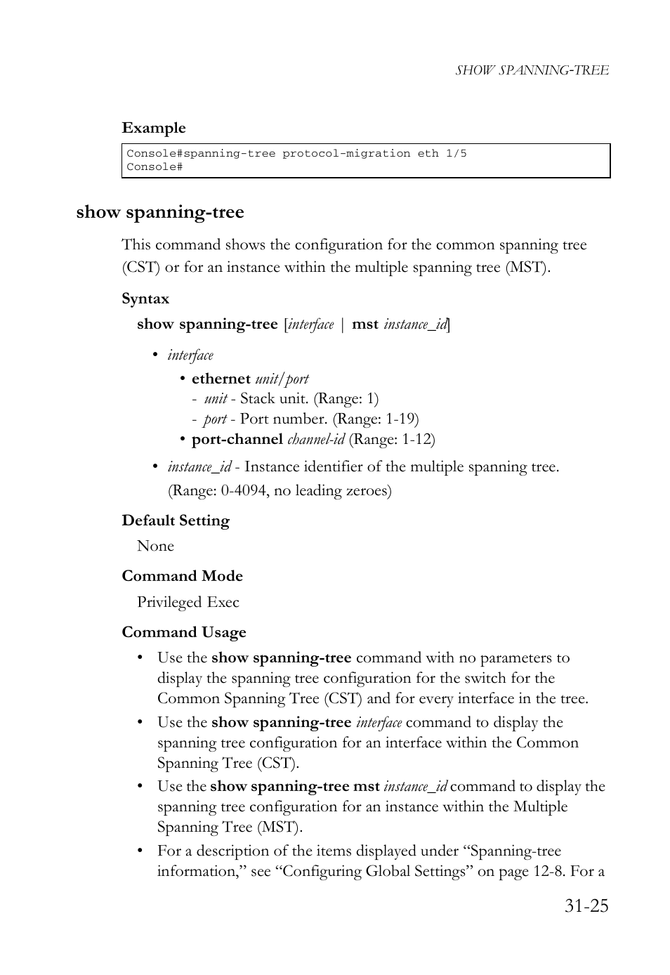 Show spanning-tree, Show spanning-tree -25 | SMC Networks TigerAccess SMC7816M User Manual | Page 805 / 962