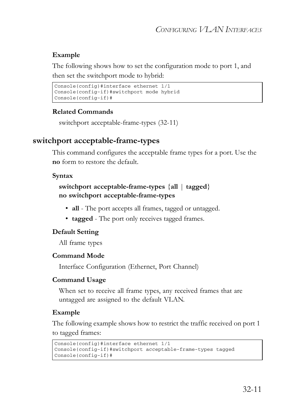 Switchport acceptable-frame-types, Switchport acceptable-frame-types -11, Vlan i | SMC Networks TigerAccess SMC7816M User Manual | Page 819 / 962
