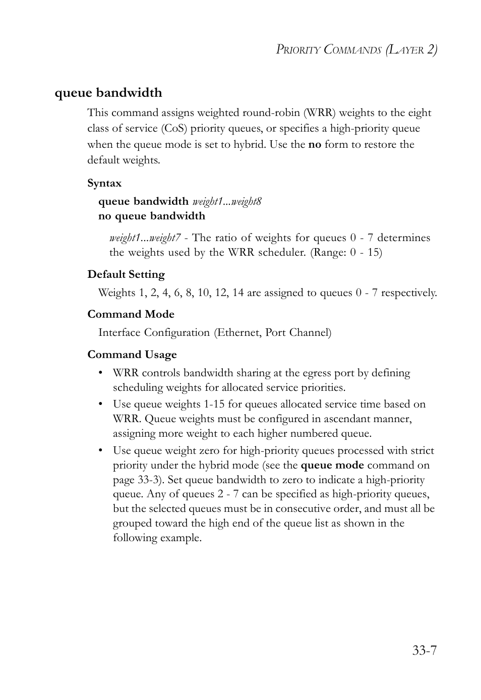 Queue bandwidth, Queue bandwidth -7, 2) 33-7 queue bandwidth | SMC Networks TigerAccess SMC7816M User Manual | Page 849 / 962