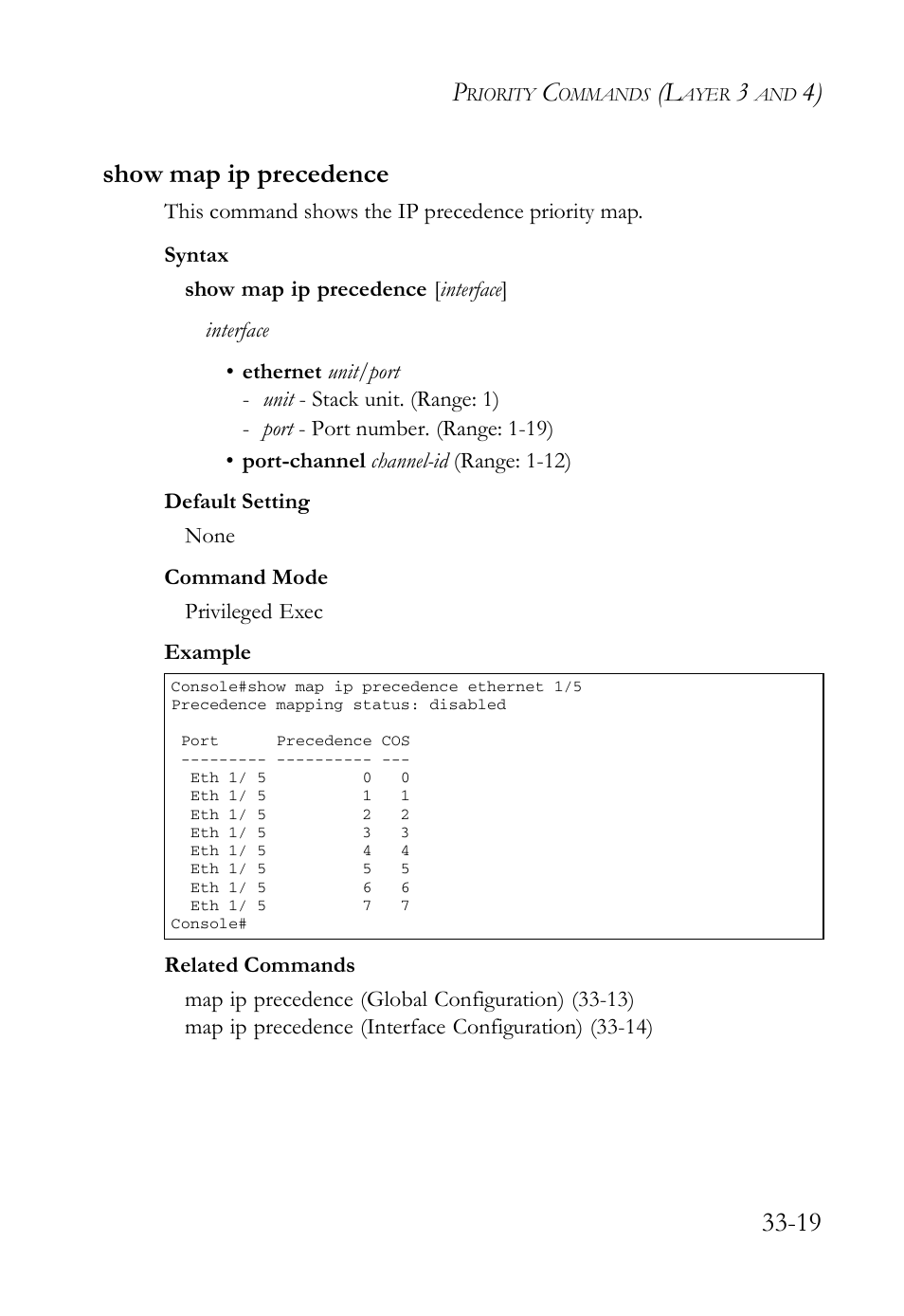 Show map ip precedence, Show map ip precedence -19 | SMC Networks TigerAccess SMC7816M User Manual | Page 861 / 962
