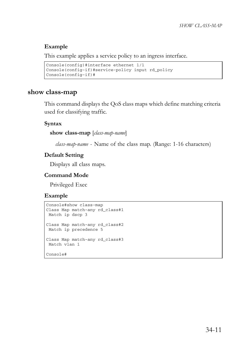 Show class-map, Show class-map -11 | SMC Networks TigerAccess SMC7816M User Manual | Page 873 / 962