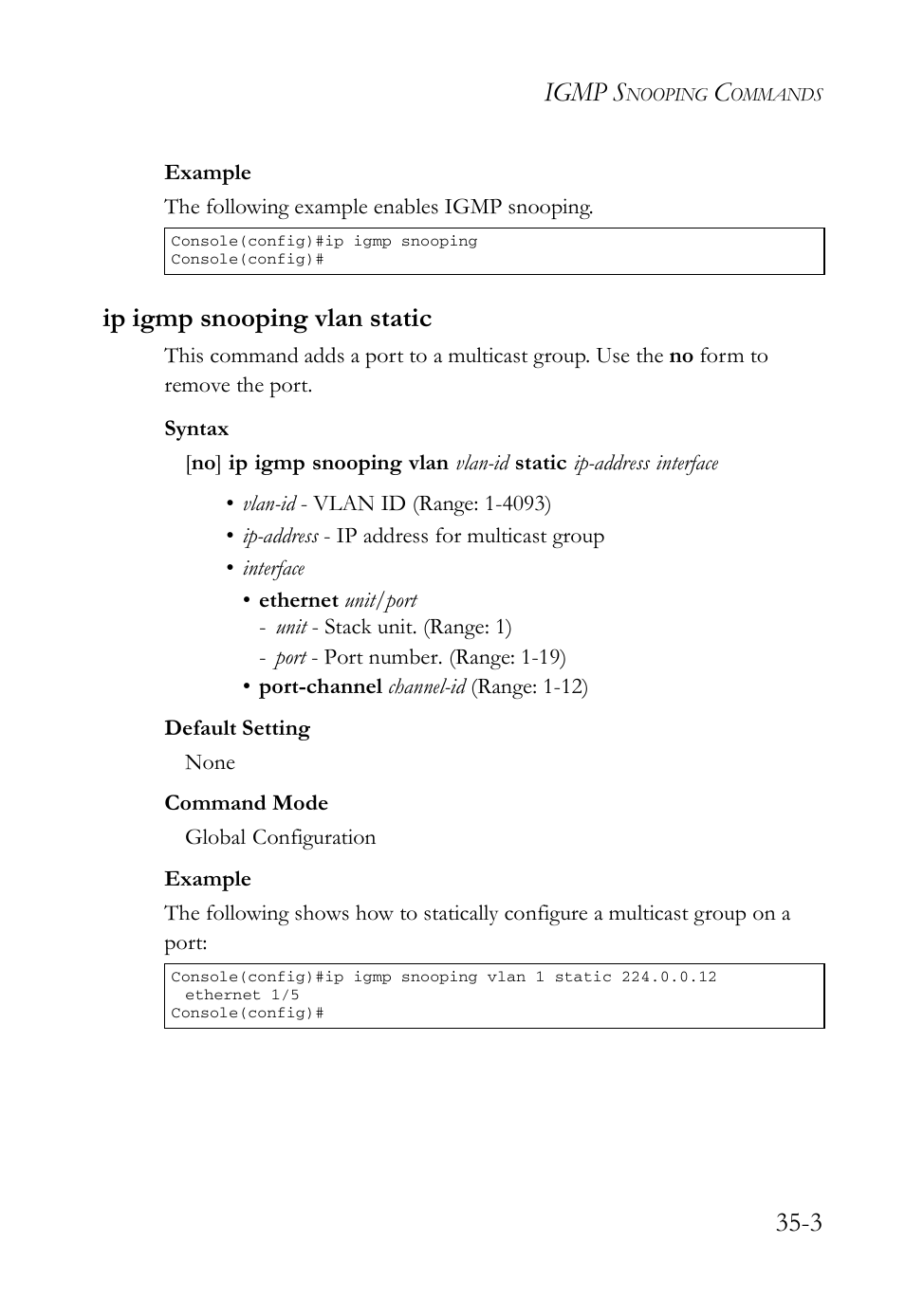 Ip igmp snooping vlan static, Ip igmp snooping vlan static -3, Igmp s | SMC Networks TigerAccess SMC7816M User Manual | Page 879 / 962