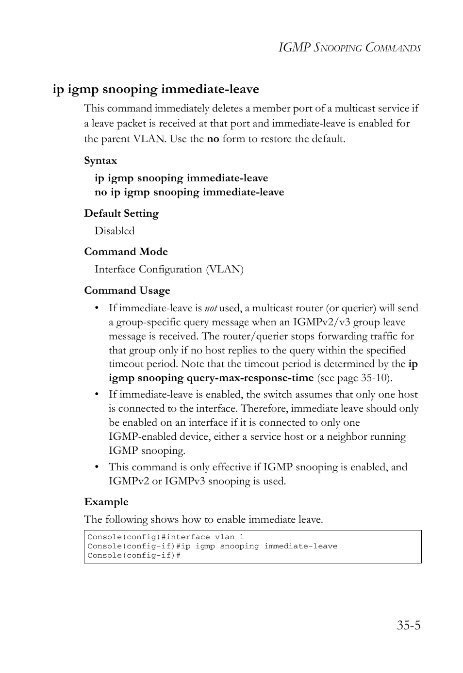 Ip igmp snooping immediate-leave, Ip igmp snooping immediate-leave -5, Igmp s | 5 ip igmp snooping immediate-leave | SMC Networks TigerAccess SMC7816M User Manual | Page 881 / 962