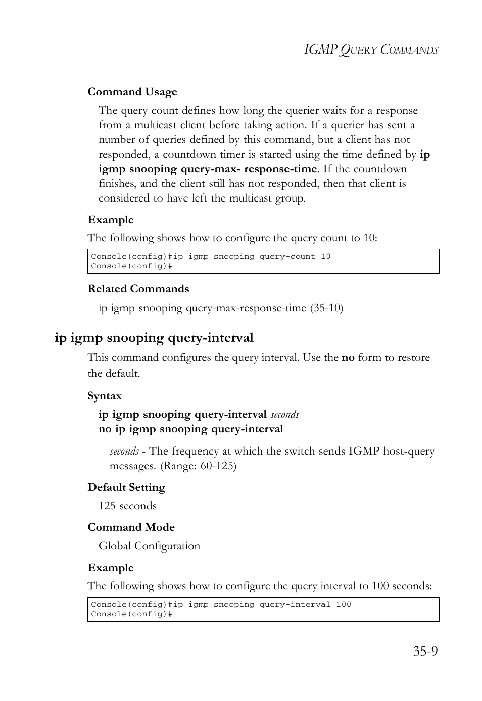 Ip igmp snooping query-interval, Ip igmp snooping query-interval -9, Igmp q | SMC Networks TigerAccess SMC7816M User Manual | Page 885 / 962