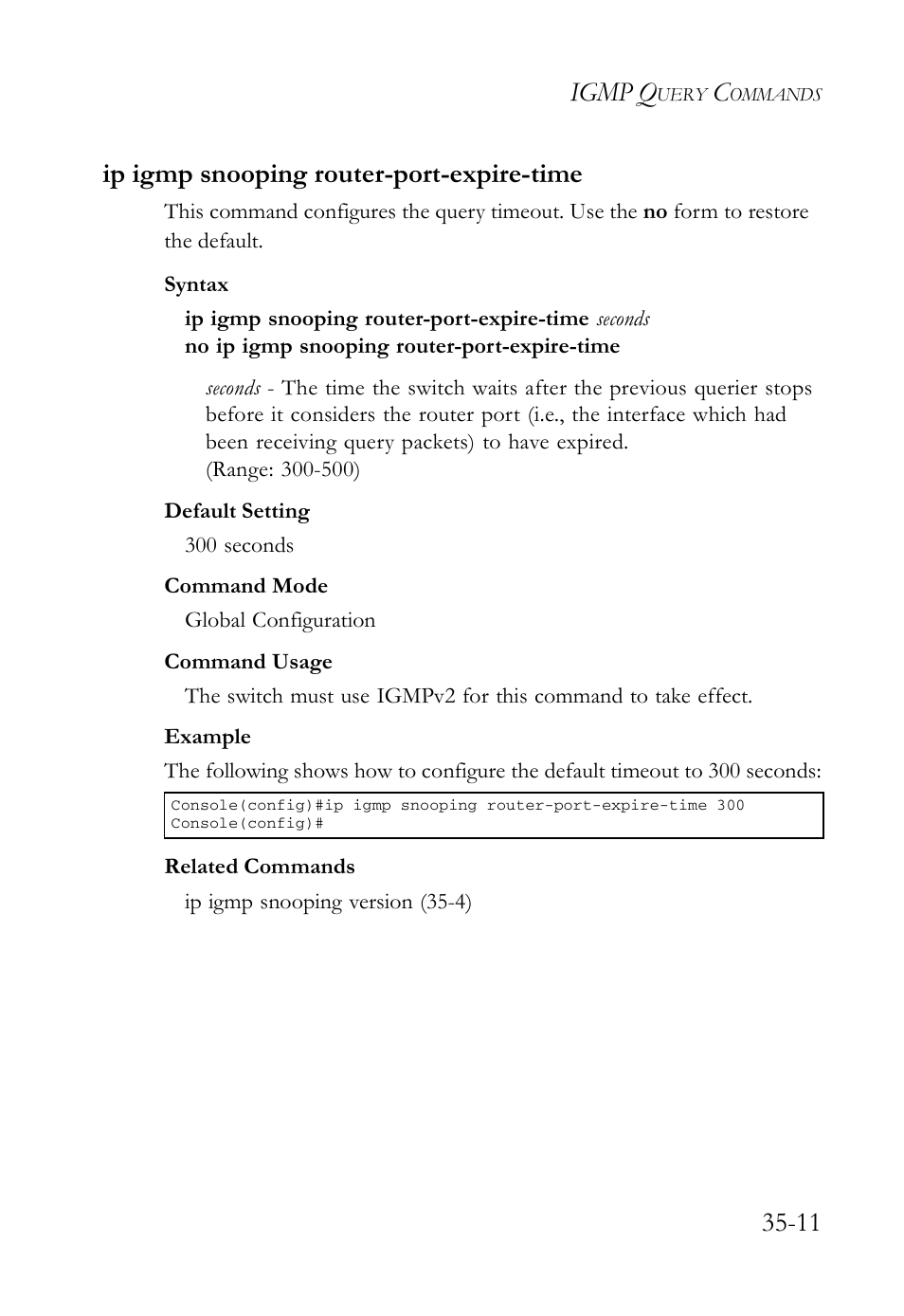 Ip igmp snooping router-port-expire-time, Ip igmp snooping router-port-expire-time -11, Igmp q | 11 ip igmp snooping router-port-expire-time | SMC Networks TigerAccess SMC7816M User Manual | Page 887 / 962