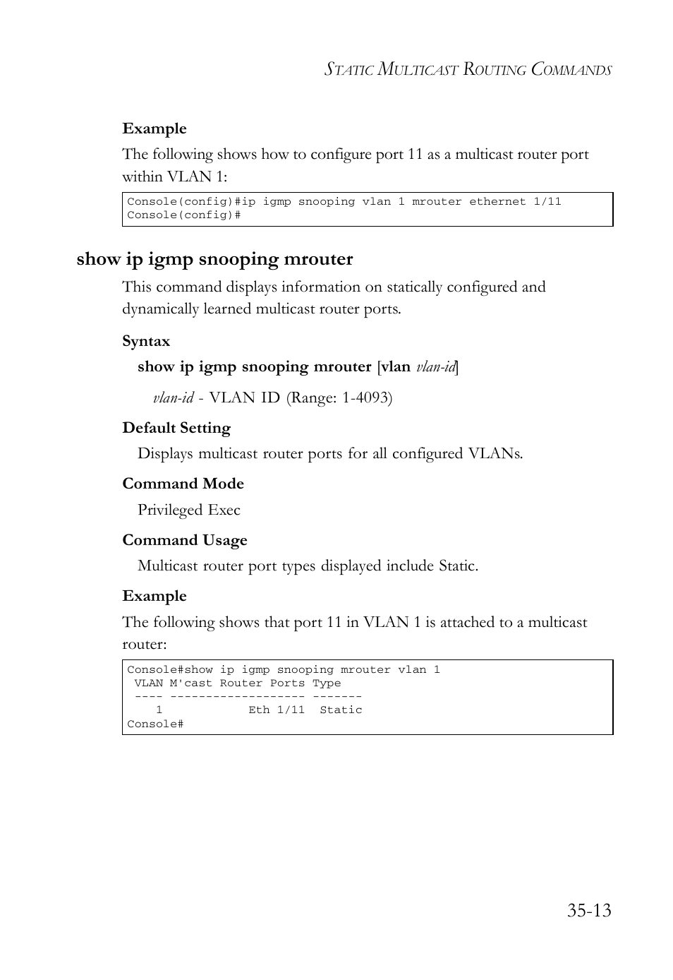 Show ip igmp snooping mrouter, Show ip igmp snooping mrouter -13 | SMC Networks TigerAccess SMC7816M User Manual | Page 889 / 962