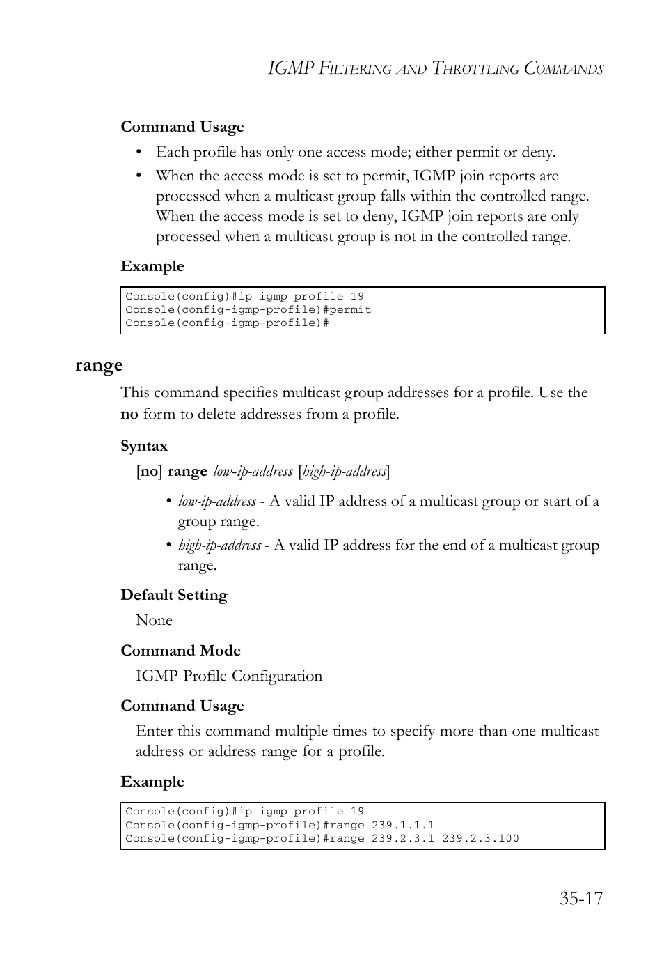 Range, Range -17, Igmp f | SMC Networks TigerAccess SMC7816M User Manual | Page 893 / 962