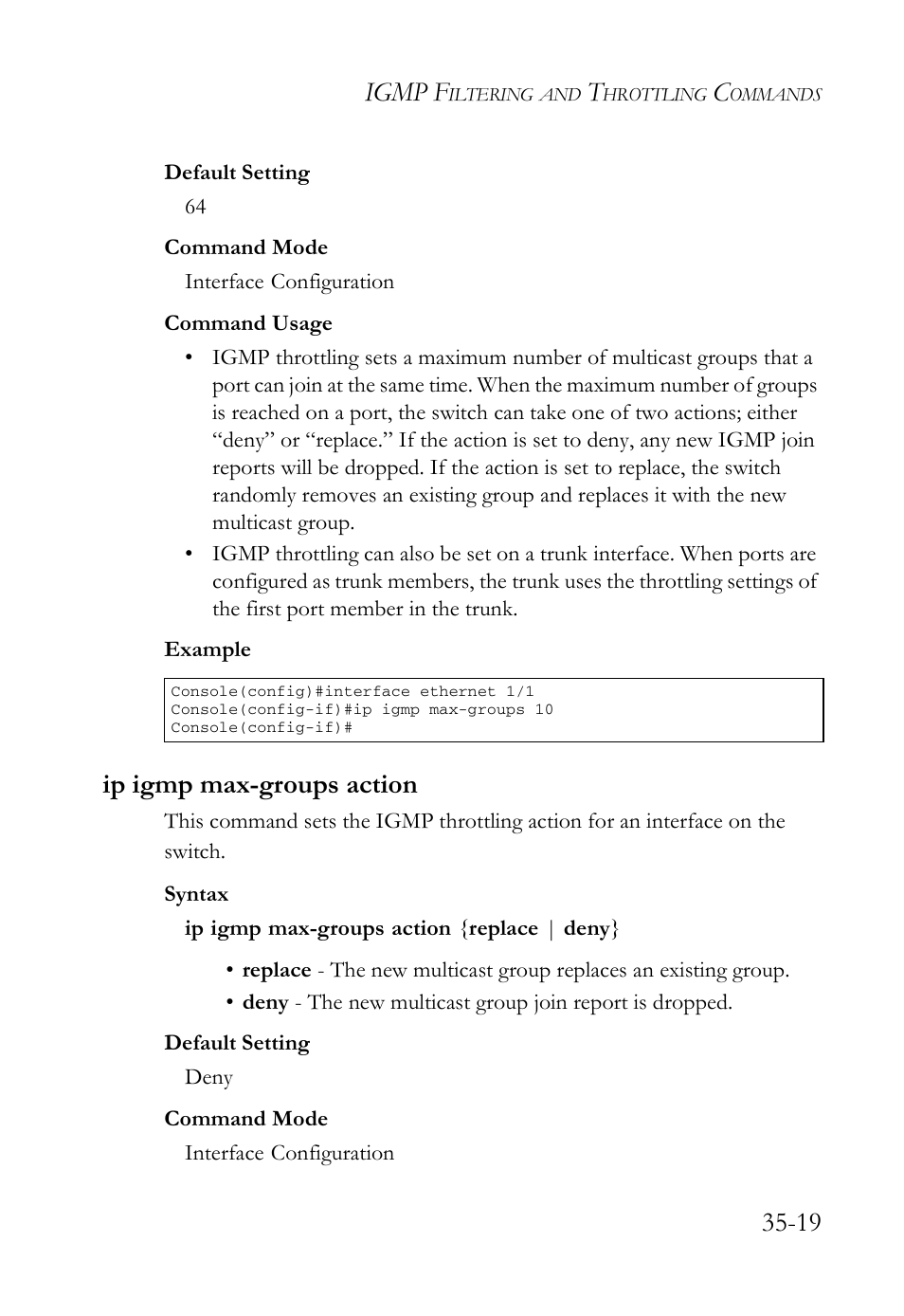 Ip igmp max-groups action, Ip igmp max-groups action -19, Igmp f | SMC Networks TigerAccess SMC7816M User Manual | Page 895 / 962