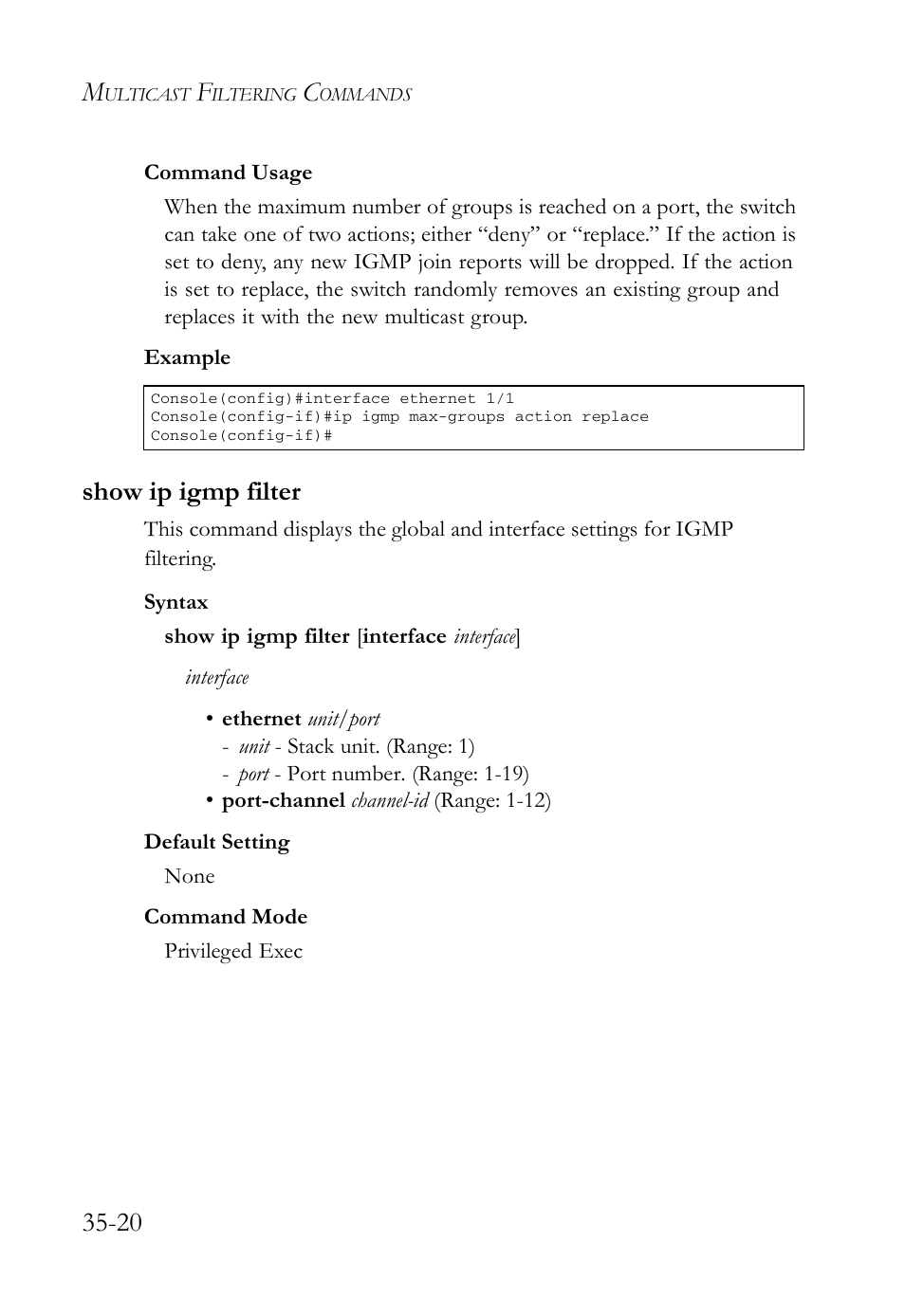 Show ip igmp filter, Show ip igmp filter -20 | SMC Networks TigerAccess SMC7816M User Manual | Page 896 / 962