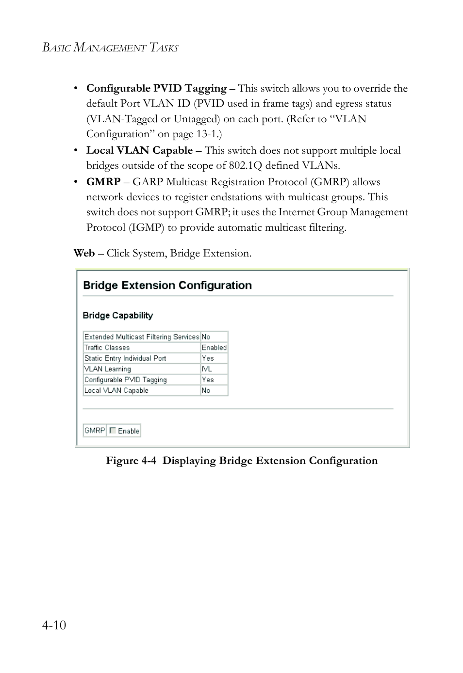 Figure 4-4, Displaying bridge extension configuration -10 | SMC Networks TigerAccess SMC7816M User Manual | Page 92 / 962