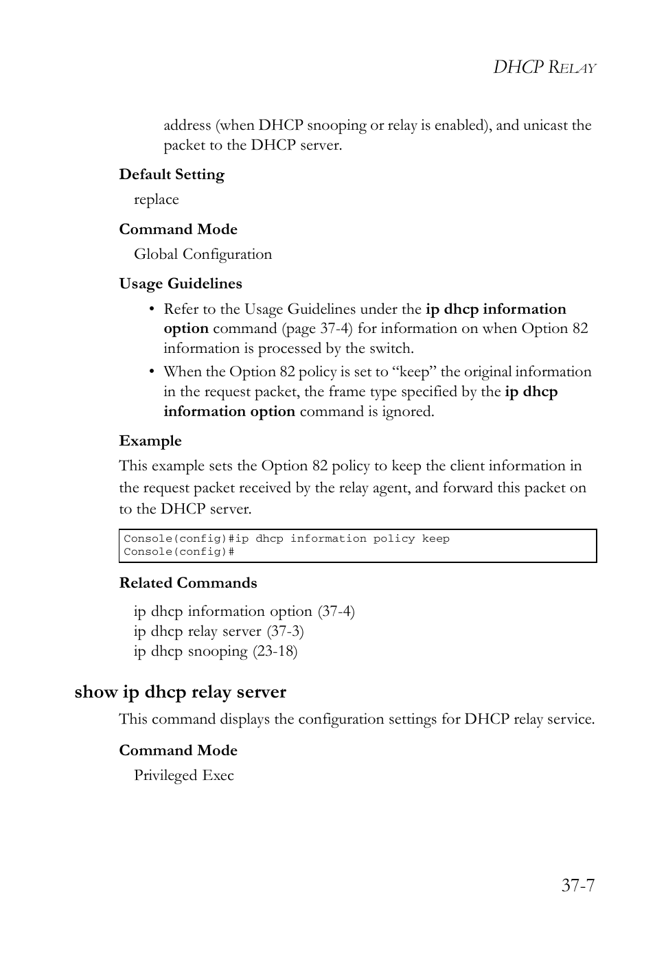 Show ip dhcp relay server, Show ip dhcp relay server -7, Dhcp r | SMC Networks TigerAccess SMC7816M User Manual | Page 925 / 962