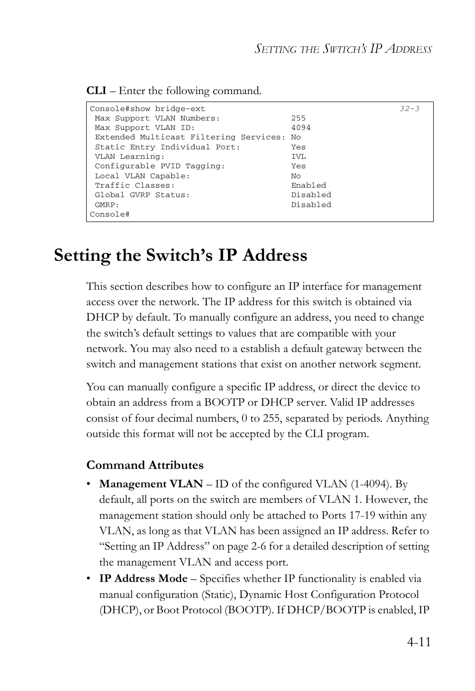 Setting the switch’s ip address, Setting the switch’s ip address -11, Ip a | SMC Networks TigerAccess SMC7816M User Manual | Page 93 / 962