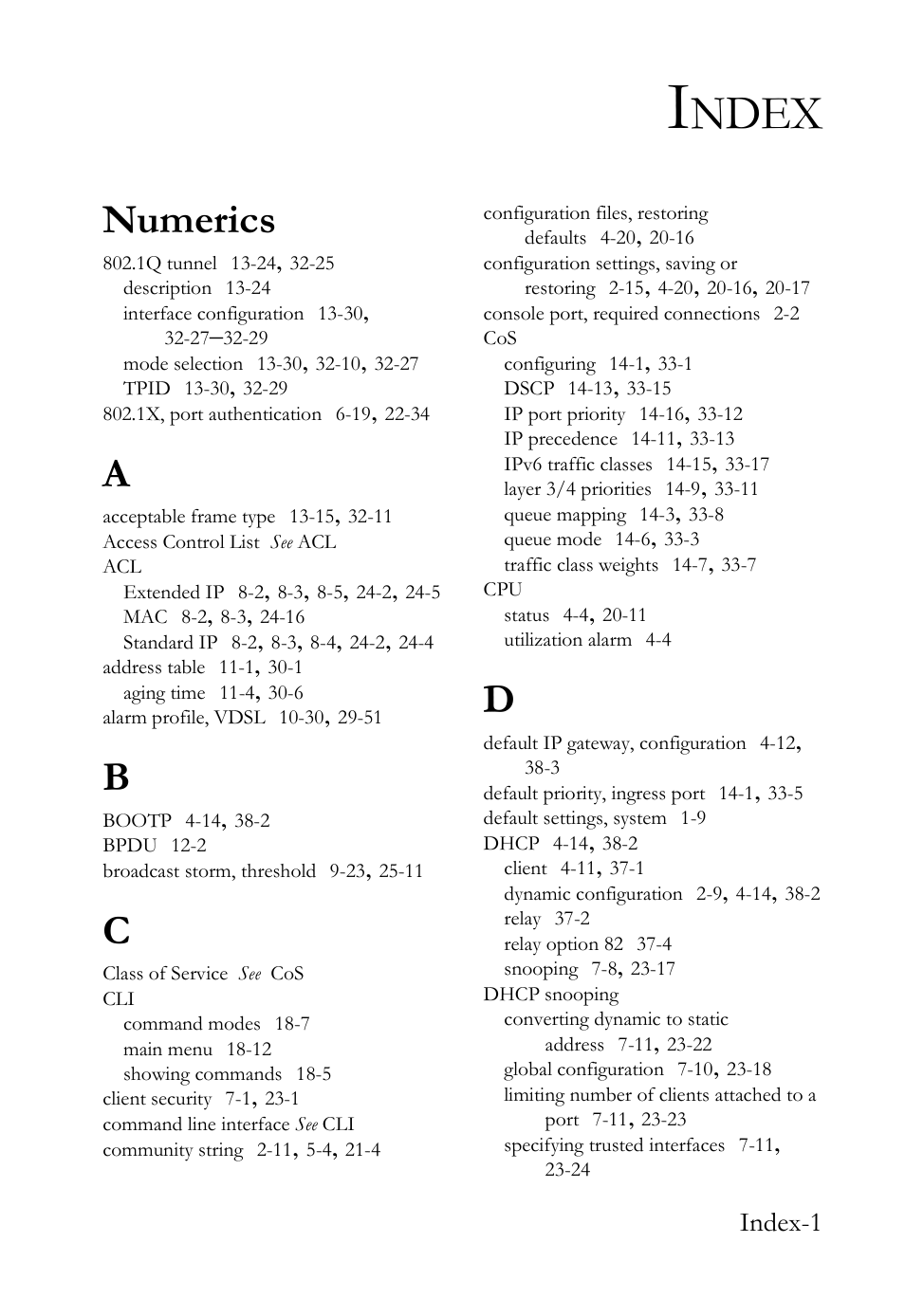 Index, Ndex, Numerics | Index-1 | SMC Networks TigerAccess SMC7816M User Manual | Page 955 / 962