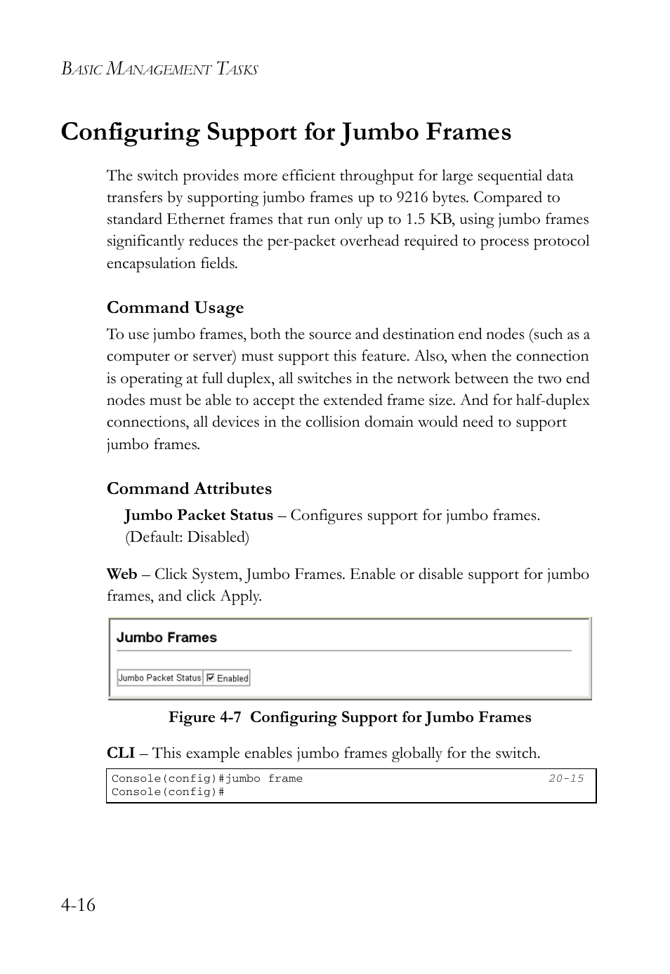 Configuring support for jumbo frames, Configuring support for jumbo frames -16, Figure 4-7 | SMC Networks TigerAccess SMC7816M User Manual | Page 98 / 962