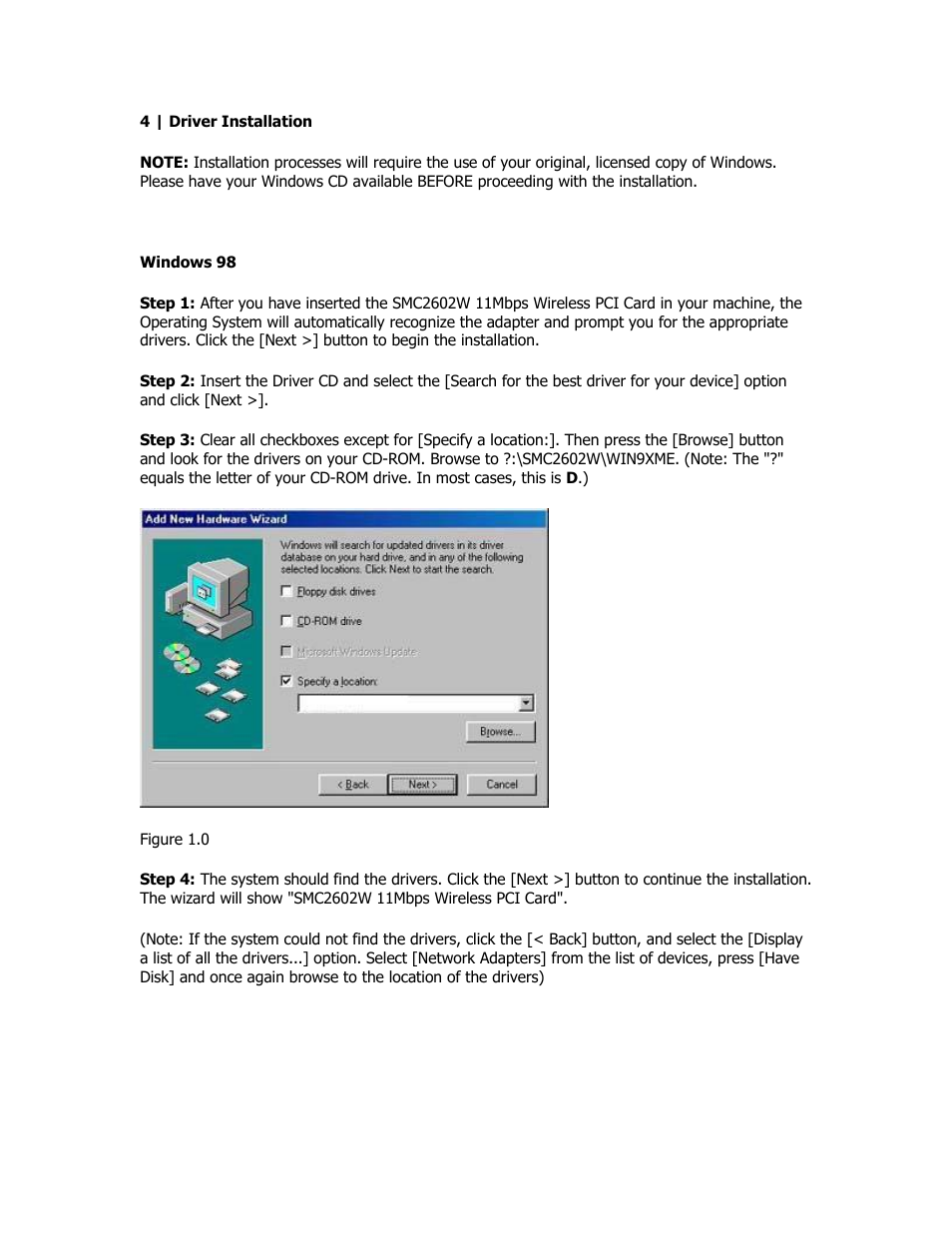 Driver installation | SMC Networks SMC2602W User Manual | Page 6 / 33