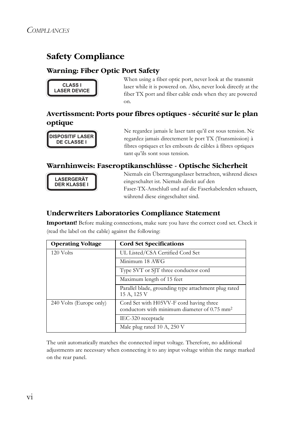 Vi safety compliance | SMC Networks SMCBGSLCX1 User Manual | Page 10 / 78