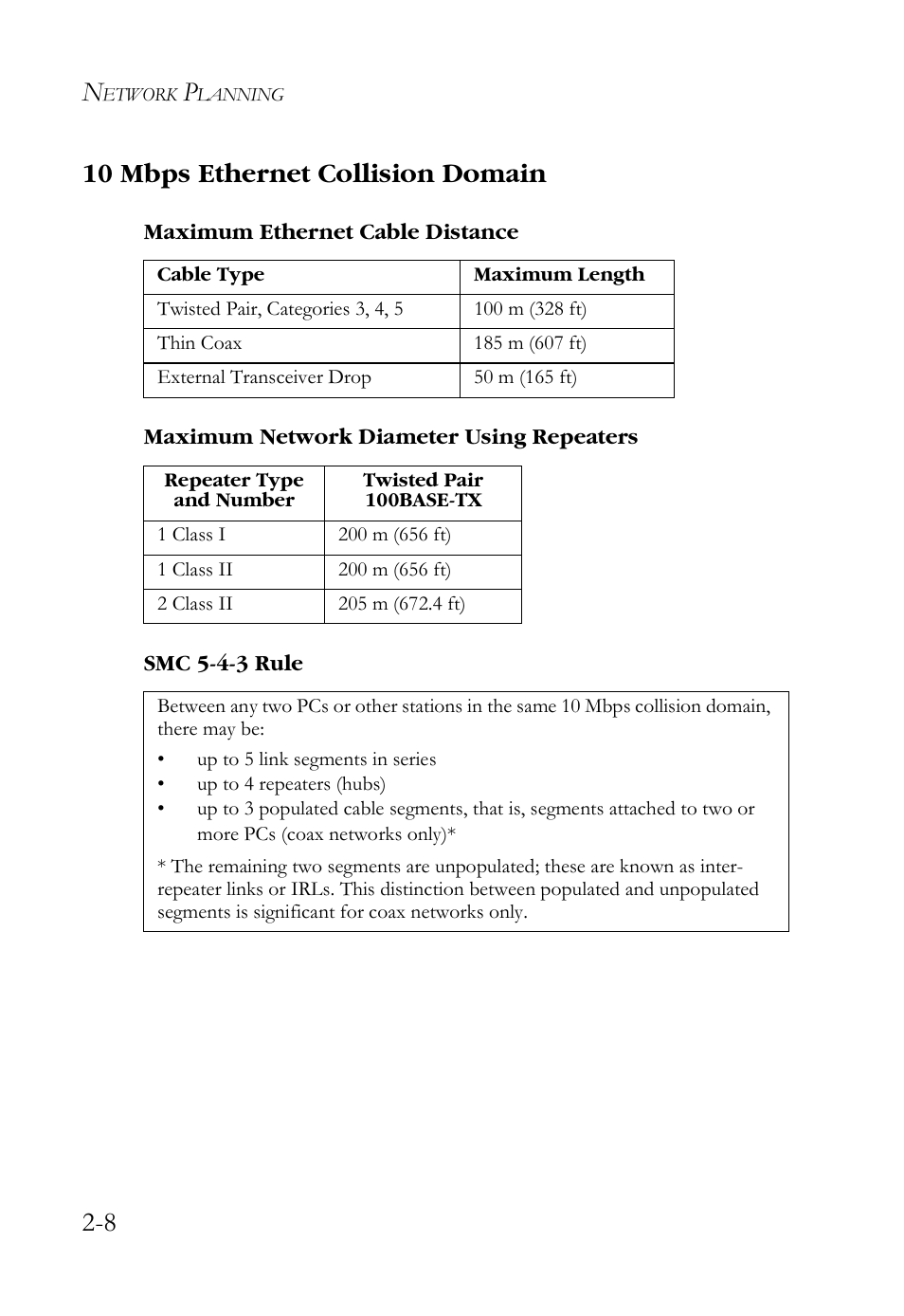 10 mbps ethernet collision domain, 10 mbps ethernet collision domain -8, Smc 5-4-3 rule -8 | 8 10 mbps ethernet collision domain | SMC Networks SMCBGSLCX1 User Manual | Page 36 / 78