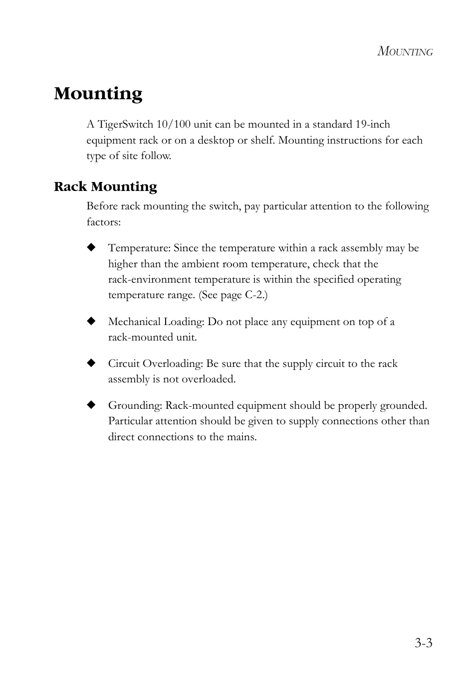 Mounting, Rack mounting, Mounting -3 | Rack mounting -3 | SMC Networks SMCBGSLCX1 User Manual | Page 41 / 78