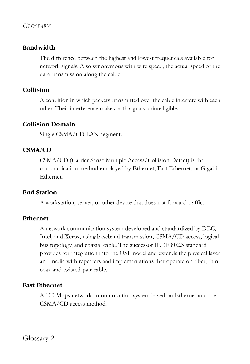 Glossary-2 | SMC Networks SMCBGSLCX1 User Manual | Page 68 / 78