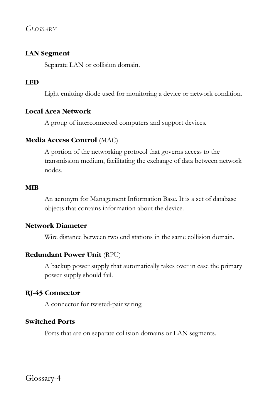 Glossary-4 | SMC Networks SMCBGSLCX1 User Manual | Page 70 / 78