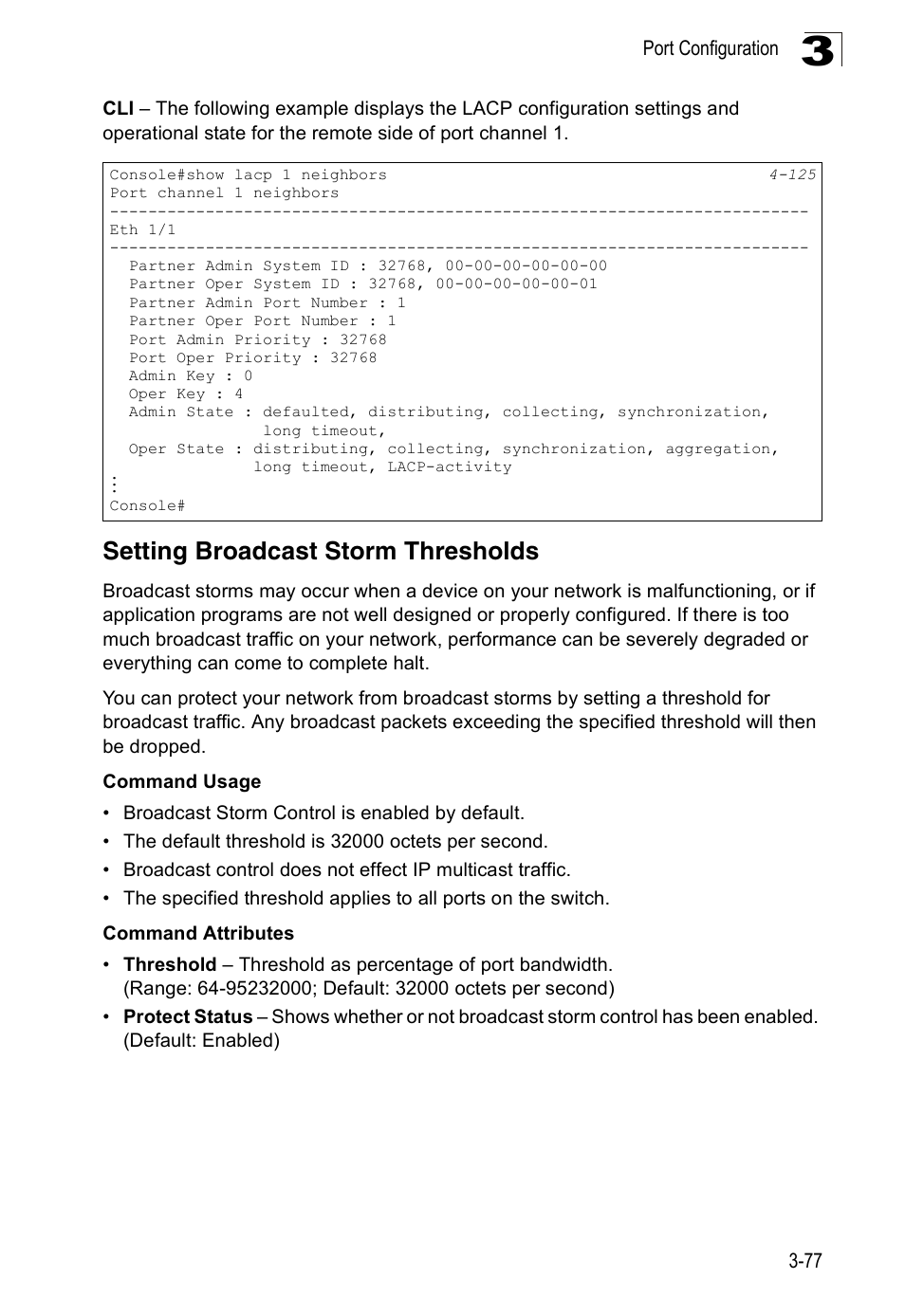 Setting broadcast storm thresholds | SMC Networks 16 10BASE-T User Manual | Page 113 / 384